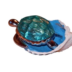 Turquoise and White Turtle Figurine